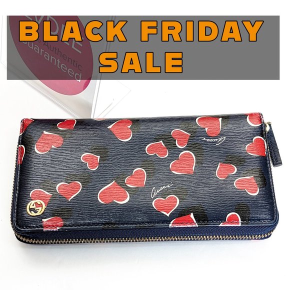 Gucci Handbags - 🔥 BLACK FRIDAY SALE 🔥GUCCI Heartbeat Long Zippered Wallet Navy Blue - EUC